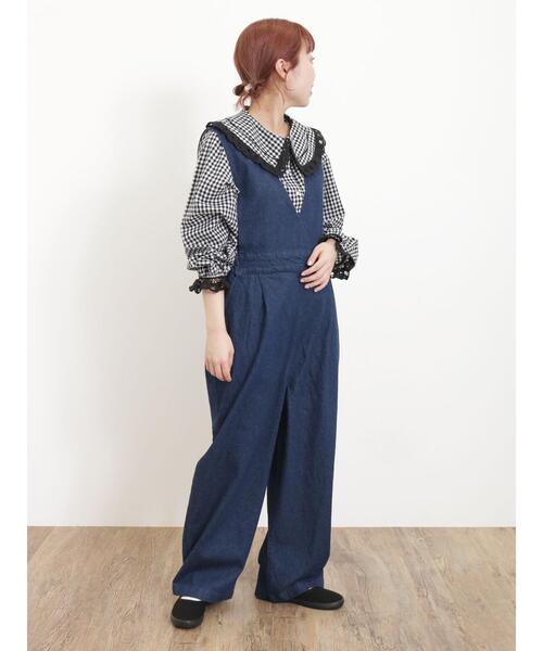 Samansa Mos2(サマンサ モスモス)の「【Sサイズ / WEB限定】デニム/ツイルタックサロペット(デニムパンツ・レディース・ネイビー/オフホワイト・M/S)」の19枚目の写真