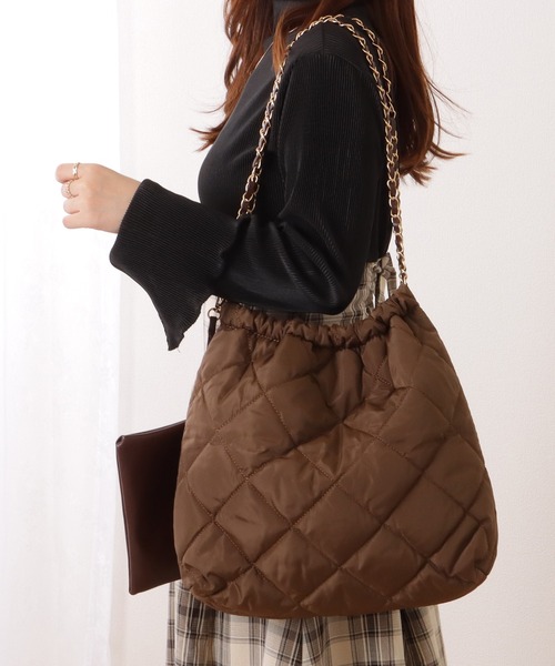 Mサイズ／キルティングショルダーバッグ＋ポーチ／ブラック キルティングショルダーバッグ - ブラック - レディース | H&M JP