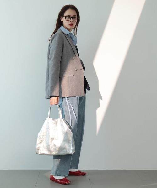 saloon（サルーン）の「SALOON(サルーン)/《再入荷・新色登場》ダブルテーラードジャケット（テーラードジャケット・レディース・ネイビー/グレー/ライトカーキ・SMALL/MEDIUM）」の7枚目の写真