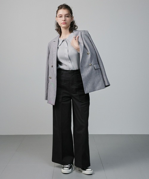 saloon（サルーン）の「SALOON(サルーン)/《再入荷・新色登場》ダブルテーラードジャケット（テーラードジャケット・レディース・ネイビー/グレー/ライトカーキ・SMALL/MEDIUM）」の8枚目の写真