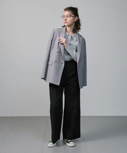 saloon（サルーン）の「SALOON(サルーン)/《再入荷・新色登場》ダブルテーラードジャケット（テーラードジャケット・レディース・ネイビー/グレー/ライトカーキ・SMALL/MEDIUM）」の10枚目の写真