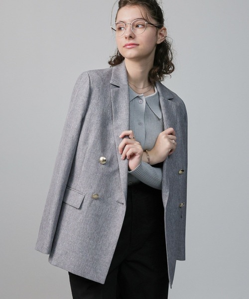 saloon（サルーン）の「SALOON(サルーン)/《再入荷・新色登場》ダブルテーラードジャケット（テーラードジャケット・レディース・ネイビー/グレー/ライトカーキ・SMALL/MEDIUM）」の11枚目の写真