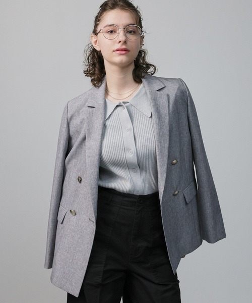 saloon（サルーン）の「SALOON(サルーン)/《再入荷・新色登場》ダブルテーラードジャケット（テーラードジャケット・レディース・ネイビー/グレー/ライトカーキ・SMALL/MEDIUM）」の12枚目の写真