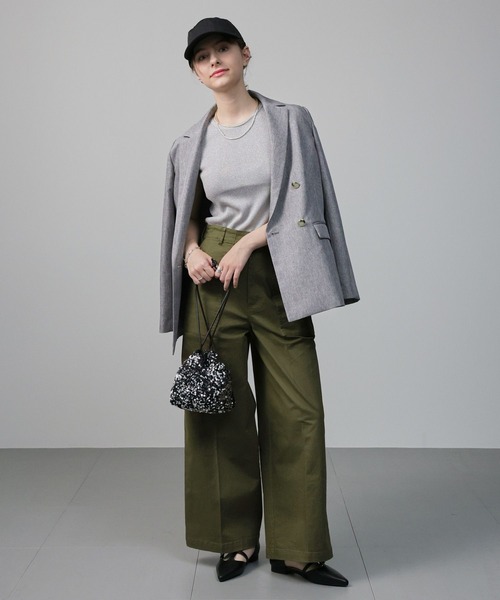 saloon（サルーン）の「SALOON(サルーン)/《再入荷・新色登場》ダブルテーラードジャケット（テーラードジャケット・レディース・ネイビー/グレー/ライトカーキ・SMALL/MEDIUM）」の15枚目の写真