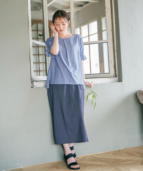 IKKA LOUNGE(イッカラウンジ)の「ラップスカート(スカート・レディース・オートミール/ダークネイビー・M/L/S)」の20枚目の写真
