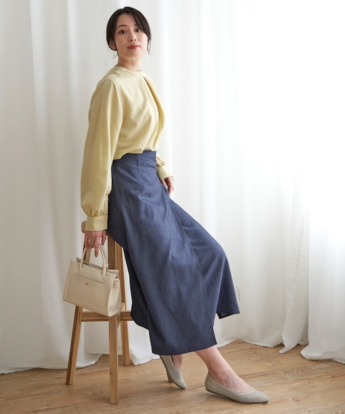 IKKA LOUNGE(イッカラウンジ)の「ラップスカート(スカート・レディース・オートミール/ダークネイビー・M/L/S)」の11枚目の写真