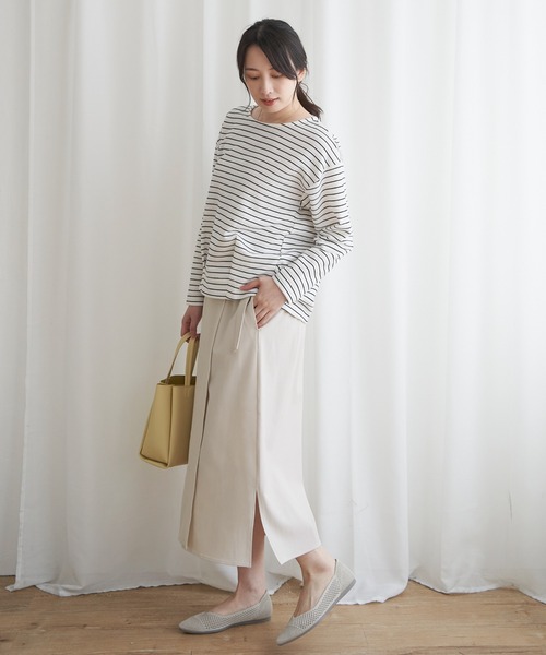 IKKA LOUNGE(イッカラウンジ)の「ラップスカート(スカート・レディース・オートミール/ダークネイビー・M/L/S)」の13枚目の写真