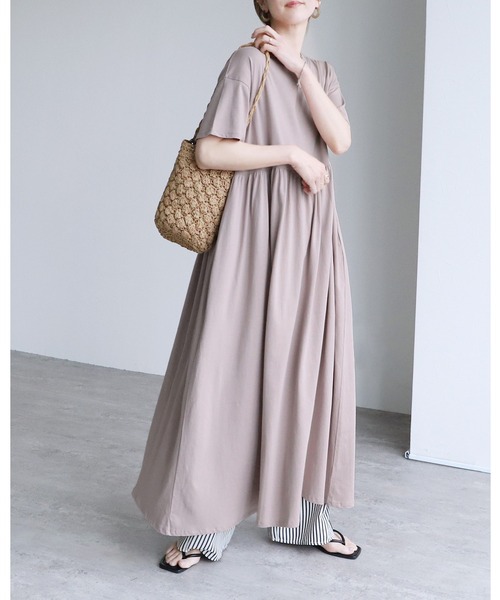 reca（レカ）の「ウエストギャザー切替ワンピース（ワンピース・レディース・ブラック/ベージュ/ブルー系その他/ライム/ピンク系その他/グリーン系その他/チャコールグレー・M）」の7枚目の写真