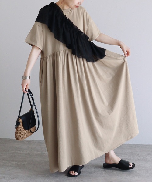 reca（レカ）の「ウエストギャザー切替ワンピース（ワンピース）」 - WEAR