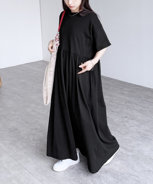 セール】ウエストギャザー切替ワンピース（ワンピース）｜reca（レカ