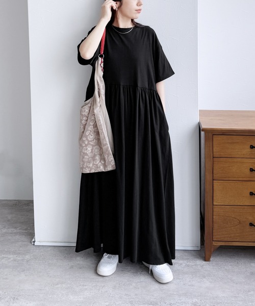 セール】ウエストギャザー切替ワンピース（ワンピース）｜reca（レカ
