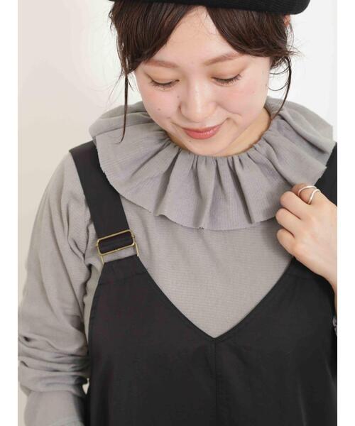 Samansa Mos2（サマンサ モスモス）の「フリル襟綿チュールトップス（Tシャツ/カットソー・レディース・ブラック/オフホワイト/グリーン・F）」の8枚目の写真