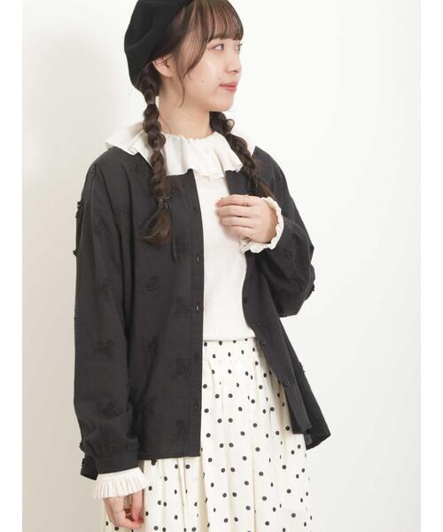 Samansa Mos2（サマンサ モスモス）の「フリル襟綿チュールトップス（T