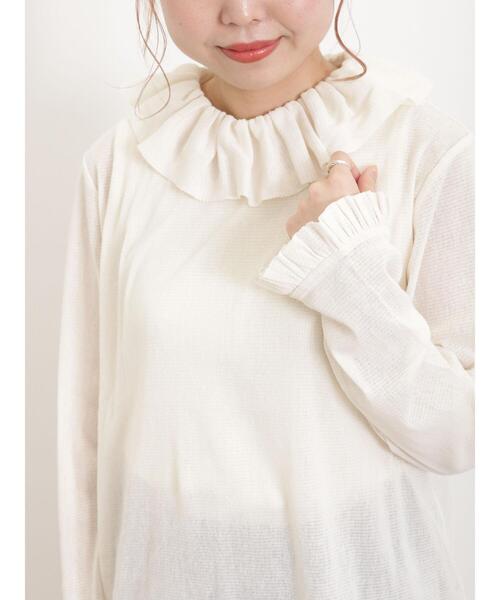 Samansa Mos2（サマンサ モスモス）の「フリル襟綿チュールトップス（Tシャツ/カットソー・レディース・ブラック/オフホワイト/グリーン・F）」の17枚目の写真