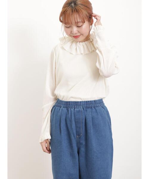 Samansa Mos2（サマンサ モスモス）の「フリル襟綿チュールトップス（Tシャツ/カットソー・レディース・ブラック/オフホワイト/グリーン・F）」の19枚目の写真