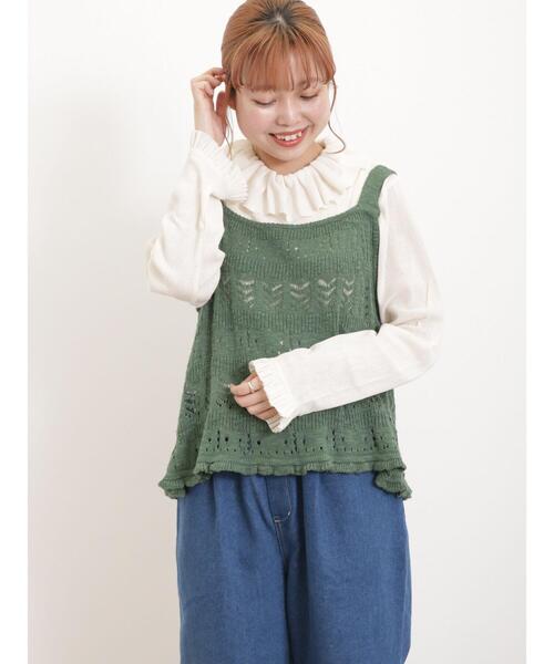 Samansa Mos2（サマンサ モスモス）の「フリル襟綿チュールトップス（T