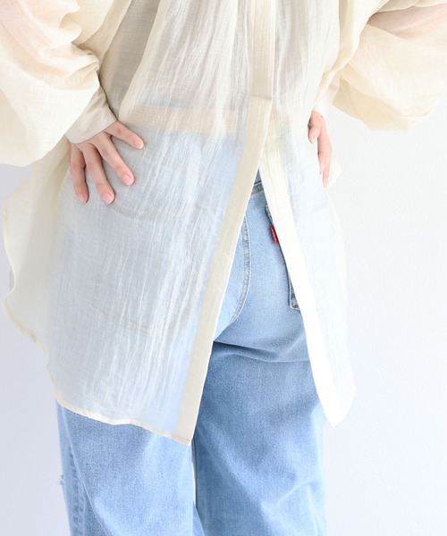 cepo(セポ)の「バックスリットシアービッグシャツ(シャツ/ブラウス・レディース・カーキ/オフホワイト/オレンジ・M)」の14枚目の写真