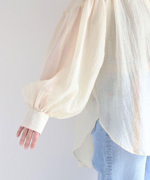 cepo(セポ)の「バックスリットシアービッグシャツ(シャツ/ブラウス・レディース・カーキ/オフホワイト/オレンジ・M)」の13枚目の写真