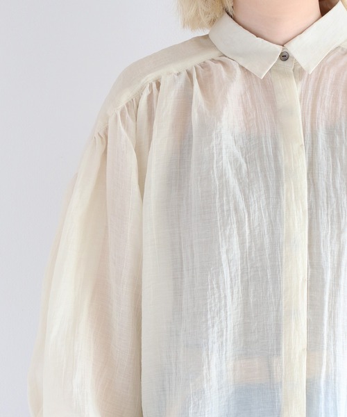 cepo(セポ)の「バックスリットシアービッグシャツ(シャツ/ブラウス・レディース・カーキ/オフホワイト/オレンジ・M)」の12枚目の写真