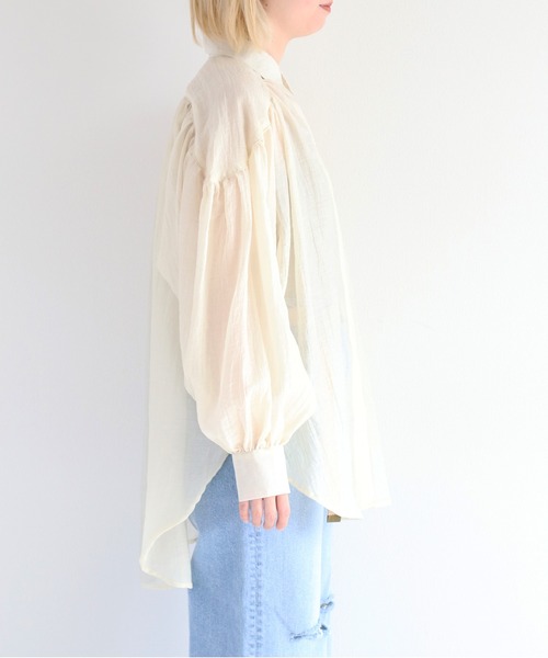 cepo(セポ)の「バックスリットシアービッグシャツ(シャツ/ブラウス・レディース・カーキ/オフホワイト/オレンジ・M)」の11枚目の写真