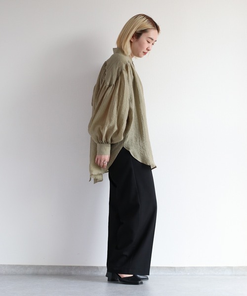 cepo(セポ)の「バックスリットシアービッグシャツ(シャツ/ブラウス・レディース・カーキ/オフホワイト/オレンジ・M)」の22枚目の写真