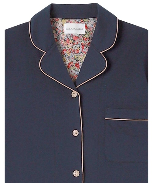 une nana cool(ウンナナクール)の「MADE WITH LIBERTY FABRIC 綿混ソフト天竺 半袖パジャマ(ルームウェア/パジャマ・レディース・フレッシュイエロー/フューシャピンク/ボルドー/アイボリー/オレンジ/グレー/ネイビー/サックスブルー・M/L)」の18枚目の写真