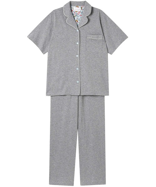 une nana cool(ウンナナクール)の「MADE WITH LIBERTY FABRIC 綿混ソフト天竺 半袖パジャマ(ルームウェア/パジャマ・レディース・フレッシュイエロー/フューシャピンク/ボルドー/アイボリー/オレンジ/グレー/ネイビー/サックスブルー・M/L)」の13枚目の写真
