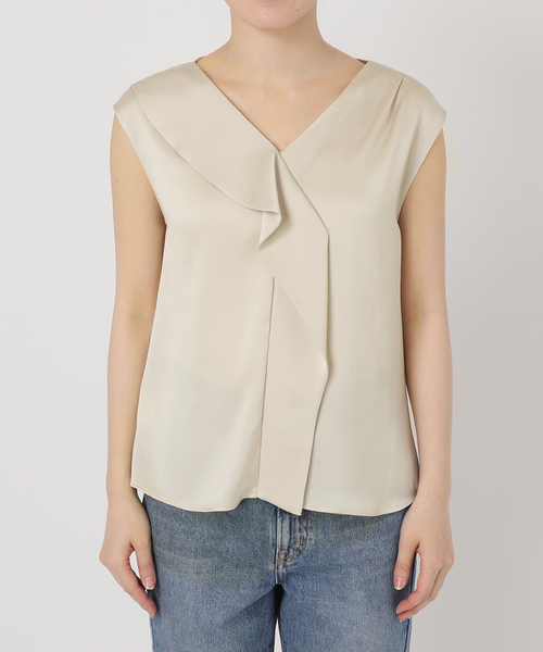 Noble（ノーブル）の「ドレープサテン2WAYブラウス（シャツ/ブラウス・レディース・チャコールグレー/ベージュ・FREE）」の14枚目の写真