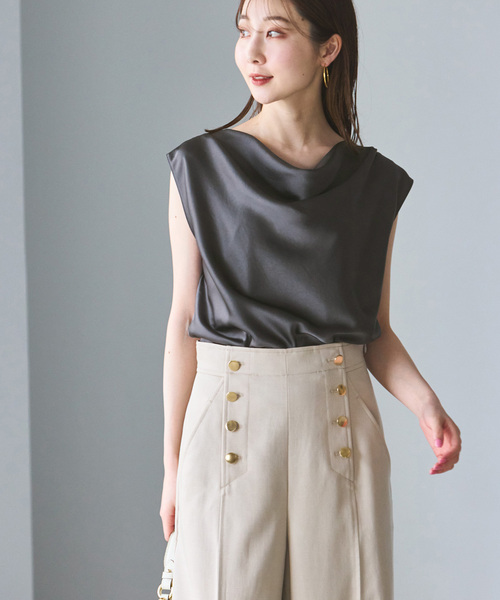 Noble（ノーブル）の「ドレープサテン2WAYブラウス（シャツ/ブラウス・レディース・チャコールグレー/ベージュ・FREE）」の16枚目の写真