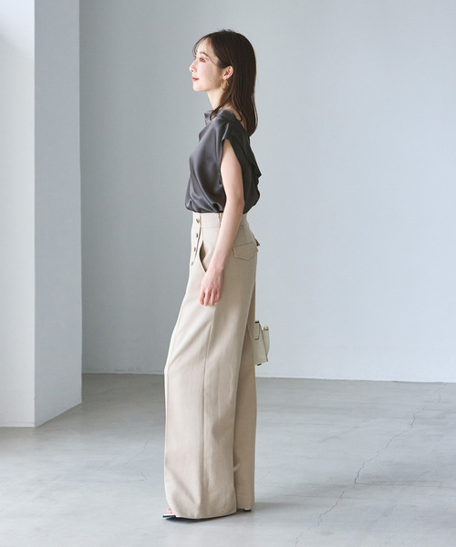 Noble（ノーブル）の「ドレープサテン2WAYブラウス（シャツ/ブラウス・レディース・チャコールグレー/ベージュ・FREE）」の20枚目の写真