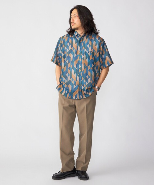 スラッシュ ロゴ メッシュショートスリーブ プルオーバー セール】SHIPS: メッシュ プリント レギュラーカラー ショートスリーブ