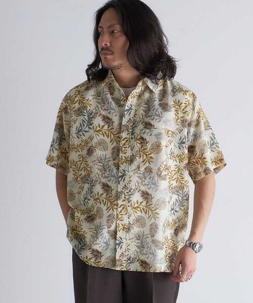 セール】SHIPS: メッシュ プリント レギュラーカラー ショートスリーブ