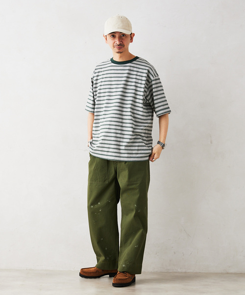 JOURNAL STANDARD relume（ジャーナルスタンダード　レリューム）の「【HOUSE HOLD / ハウスホールド】 マルチボーダーTシャツ（Tシャツ/カットソー・メンズ・ブラック/キャメル/グリーン・MEDIUM/LARGE）」の9枚目の写真