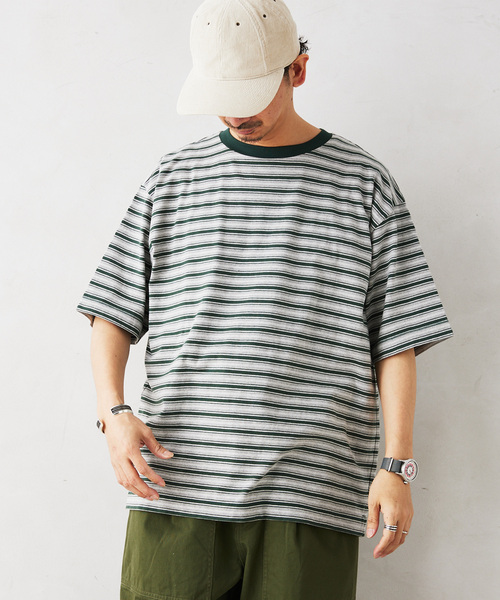 JOURNAL STANDARD relume（ジャーナルスタンダード　レリューム）の「【HOUSE HOLD / ハウスホールド】 マルチボーダーTシャツ（Tシャツ/カットソー・メンズ・ブラック/キャメル/グリーン・MEDIUM/LARGE）」の12枚目の写真