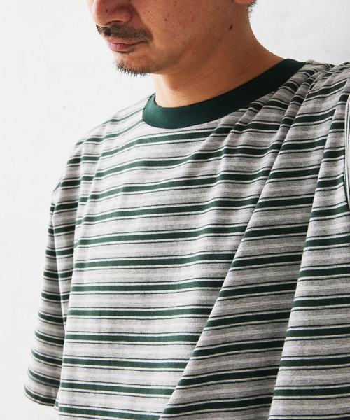 JOURNAL STANDARD relume（ジャーナルスタンダード　レリューム）の「【HOUSE HOLD / ハウスホールド】 マルチボーダーTシャツ（Tシャツ/カットソー・メンズ・ブラック/キャメル/グリーン・MEDIUM/LARGE）」の13枚目の写真