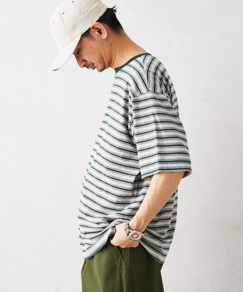 JOURNAL STANDARD relume（ジャーナルスタンダード　レリューム）の「【HOUSE HOLD / ハウスホールド】 マルチボーダーTシャツ（Tシャツ/カットソー・メンズ・ブラック/キャメル/グリーン・MEDIUM/LARGE）」の14枚目の写真