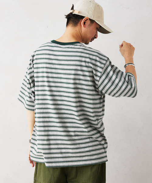 JOURNAL STANDARD relume（ジャーナルスタンダード　レリューム）の「【HOUSE HOLD / ハウスホールド】 マルチボーダーTシャツ（Tシャツ/カットソー・メンズ・ブラック/キャメル/グリーン・MEDIUM/LARGE）」の15枚目の写真