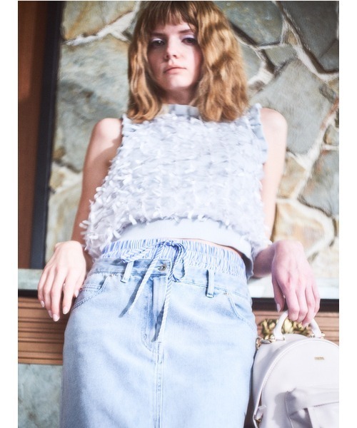 FURFUR（ファーファー）の「【WEB限定カラー】リボンマテリアルニットベスト（ベスト・レディース・ブラック/ライトグレー/ピンク/ホワイト・FREE）」の6枚目の写真