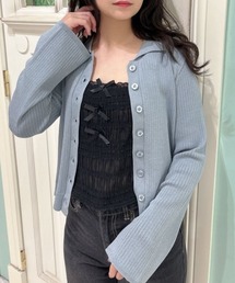 ワイドスリーブ衿付きニットカーディガン/ananotherangelus/fint　フィント