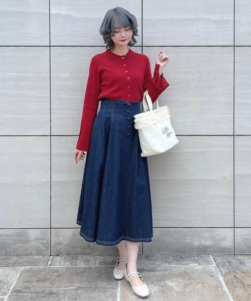 an another angelus(アンアナザーアンジェラス)の「ワイドスリーブ衿付きニットカーディガン/ananotherangelus/fint フィント(カーディガン/ボレロ・レディース・レッド/ライトイエロー/ブルーグリーン・FREE)」の15枚目の写真