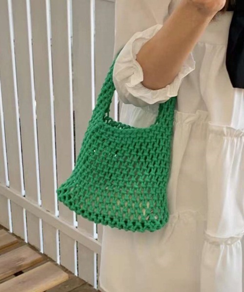 天くらら　緑 LeApiOperaie バッグラメ糸 ニットバッグ 楽天市場】編み図付き キット バーティカルギャップバッグ 24S-0306
