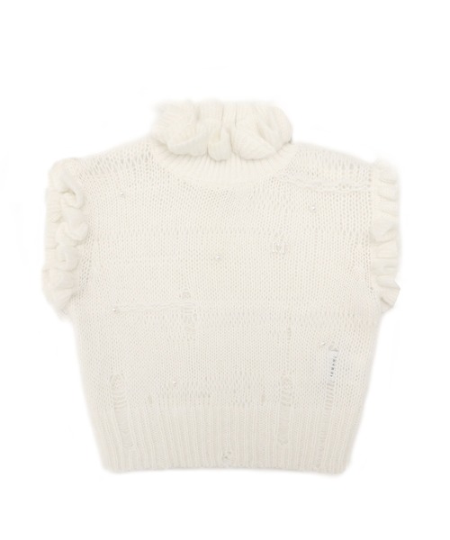 Moromoro2（モロモロ）の「ダメージニット フリル タンクトップ BX4120【Moromoro2】（タンクトップ・レディース・ホワイト・L）」の7枚目の写真