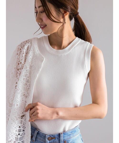 Te chichi（テチチ）の「リブニットタンクトップ(カップ付)（ニット/セーター・レディース・オフホワイト/ブラック/ブラウン・F）」の18枚目の写真