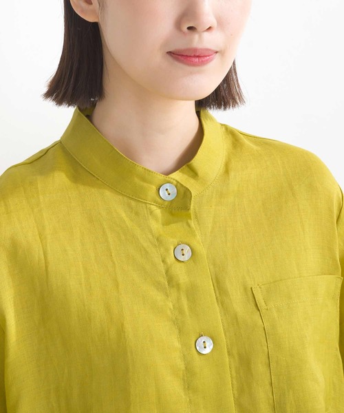 PICCIN（ピッチン）の「リネンシャツジャケット（ノーカラージャケット・レディース・イエロー/ブラック/ブルー・M）」の21枚目の写真