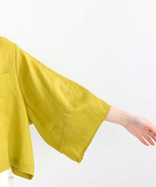 PICCIN（ピッチン）の「リネンシャツジャケット（ノーカラージャケット・レディース・イエロー/ブラック/ブルー・M）」の22枚目の写真