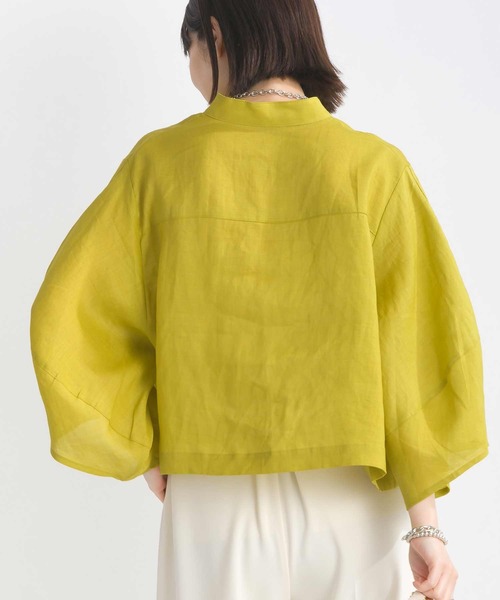 PICCIN（ピッチン）の「リネンシャツジャケット（ノーカラージャケット・レディース・イエロー/ブラック/ブルー・M）」の6枚目の写真