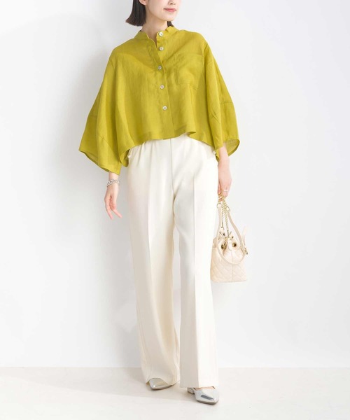 PICCIN（ピッチン）の「リネンシャツジャケット（ノーカラージャケット・レディース・イエロー/ブラック/ブルー・M）」の7枚目の写真