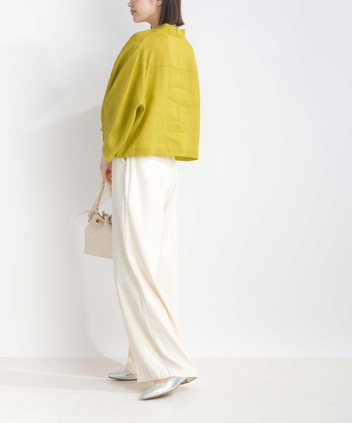 PICCIN（ピッチン）の「リネンシャツジャケット（ノーカラージャケット・レディース・イエロー/ブラック/ブルー・M）」の8枚目の写真