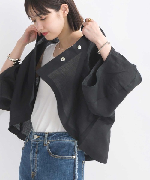 PICCIN（ピッチン）の「リネンシャツジャケット（ノーカラージャケット・レディース・イエロー/ブラック/ブルー・M）」の10枚目の写真