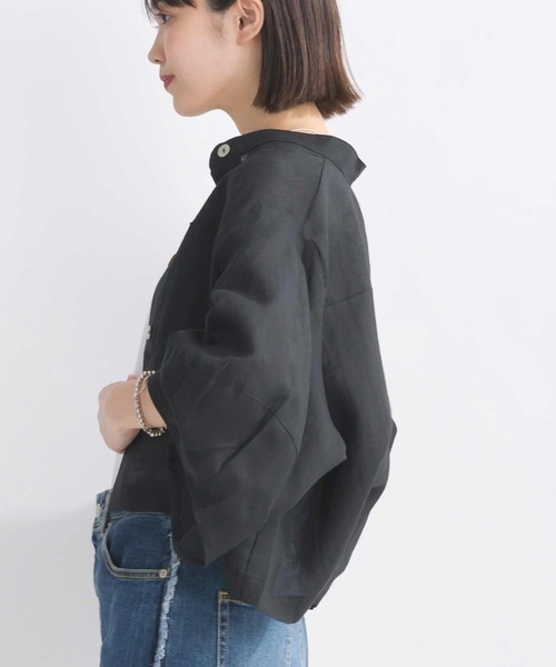 PICCIN（ピッチン）の「リネンシャツジャケット（ノーカラージャケット・レディース・イエロー/ブラック/ブルー・M）」の11枚目の写真